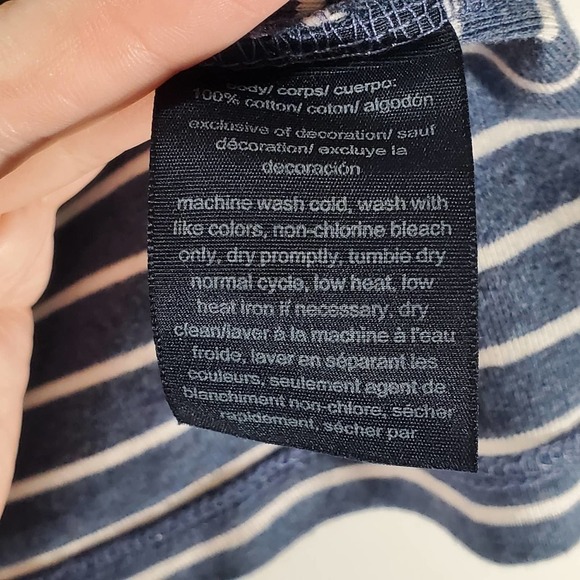 Tommy Hilfiger Striped V-Neck Short Sleeve T-Shirt Navy White Size Small - Picture 6 of 8